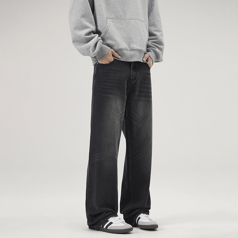 Herren Ultraweite Vintage-Denim-Palazzohose mit verlängerter Saumkante und Five‑Pocket-Details Nord Taschen