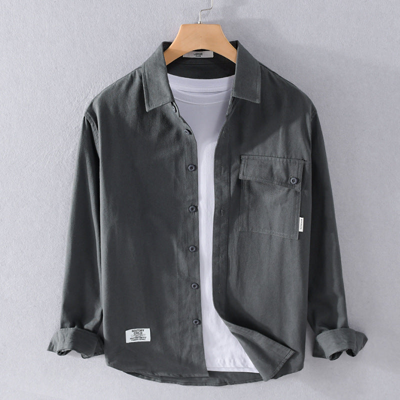 Herren Lockeres Hemdjacken-Overshirt aus Soft‑Twill mit integriertem Layer‑T‑Shirt und aufgesetzter Brusttasche Nord Taschen