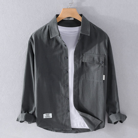 Herren Lockeres Hemdjacken-Overshirt aus Soft‑Twill mit integriertem Layer‑T‑Shirt und aufgesetzter Brusttasche Nord Taschen