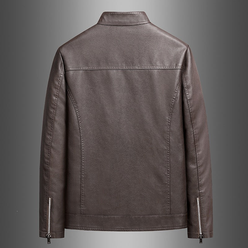 Herren Schlichte Kunstleder-Cityjacke mit Stehkragen, Zweiwege-Reißverschluss & Eingrifftaschen Nord Taschen