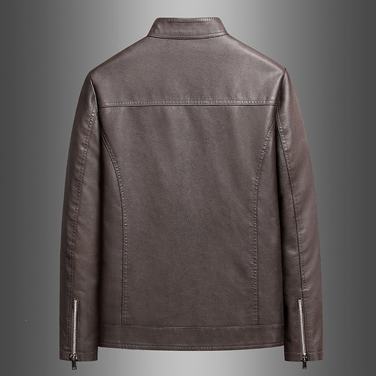 Herren Schlichte Kunstleder-Cityjacke mit Stehkragen, Zweiwege-Reißverschluss & Eingrifftaschen Nord Taschen