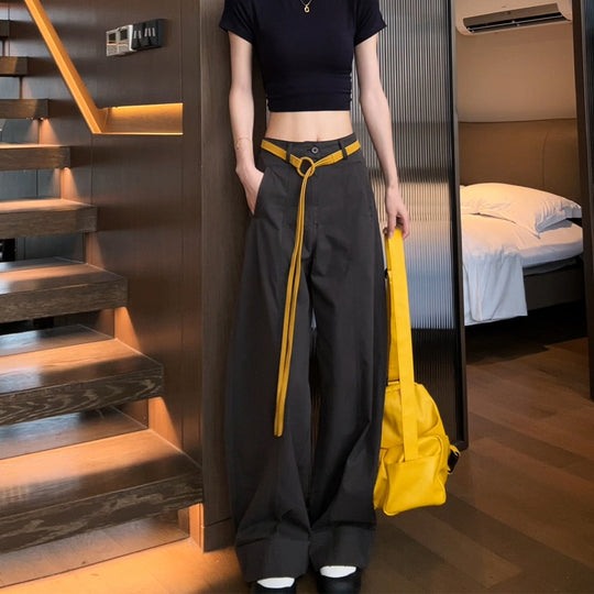 Damen Weite Baumwollhose mit Statement-Gürtel Nord Taschen