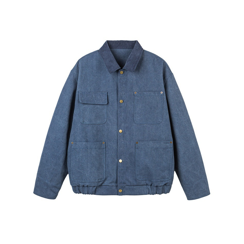 Unisex Kurz geschnittene Canvas-Fieldjacke mit Cordkragen und vier aufgesetzten Taschen Nord Taschen