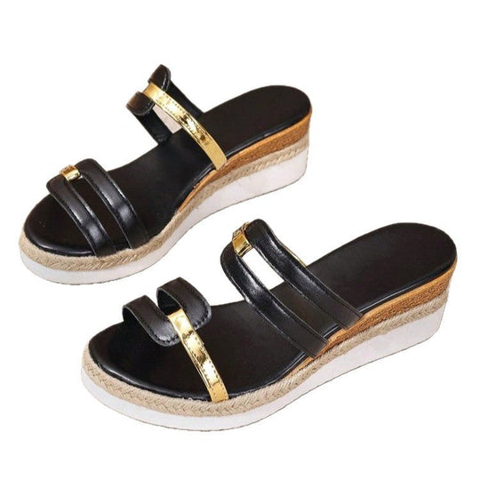 Damen Trendige und bequeme Keilsandalen mit verstellbaren Riemen