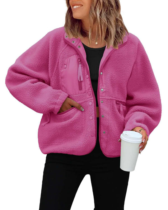Damen kuschelige Fleecejacke mit praktischen Taschen Avellé