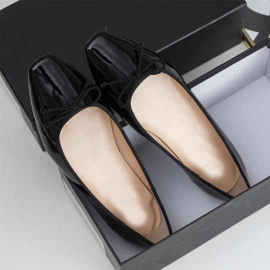 Damen elegante Ballerinas mit feinem Lackleder-Obermaterial und modischem Schleifen-Detail Nord Taschen