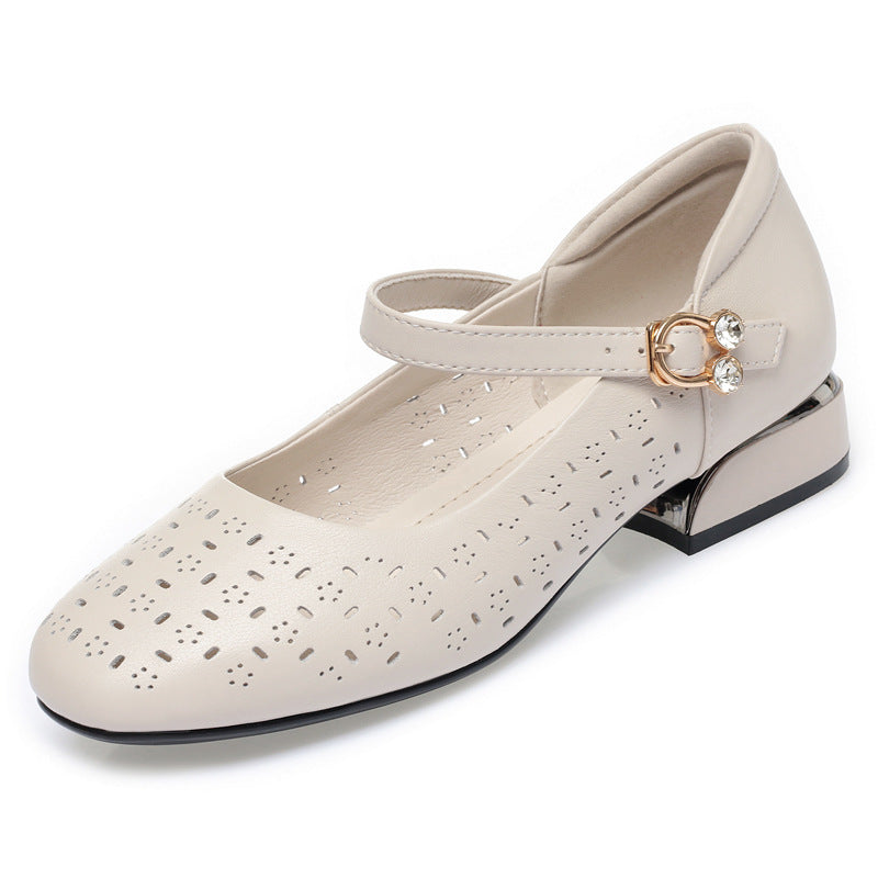 Damen Elegante Ballerinas mit dekorativen Perforationen und komfortablem Riemen Nord Taschen