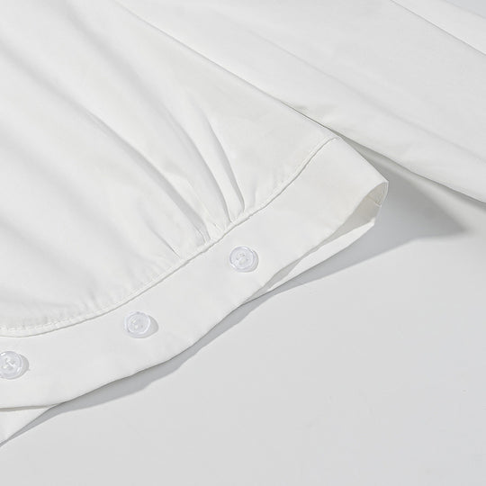 Damen Kurzbluse mit Broderie-Anglaise‑Besatz, Stehkragen und geraffter Taillenpartie Nord Taschen