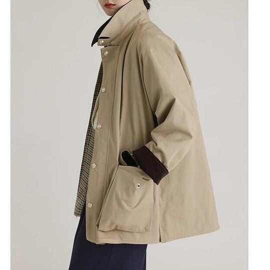 Damen Stilvolle Übergangsjacke mit praktischem Kragen und großen Taschen Nord Taschen