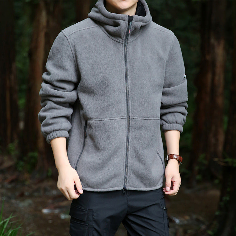 Herren Kapuzen-Fleecejacke mit Sherpa-Innenfutter, Zwei-Wege-Reißverschluss und windabweisender Front Nord Taschen