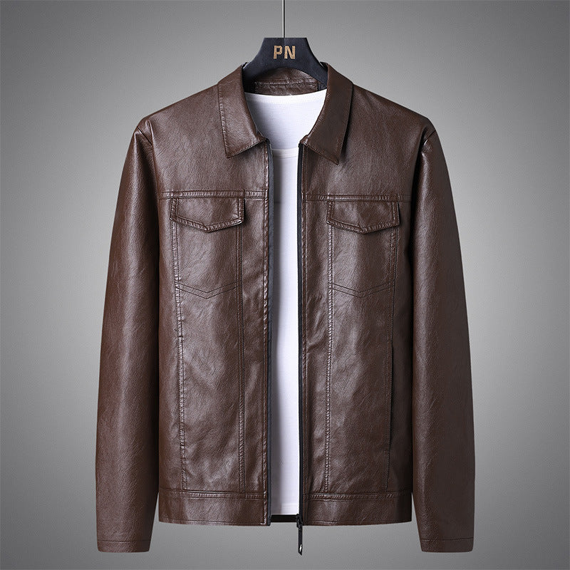 Herren Slim‑Fit Kunstleder‑Blouson im Retro‑Aviator‑Look mit Hemdkragen Nord Taschen