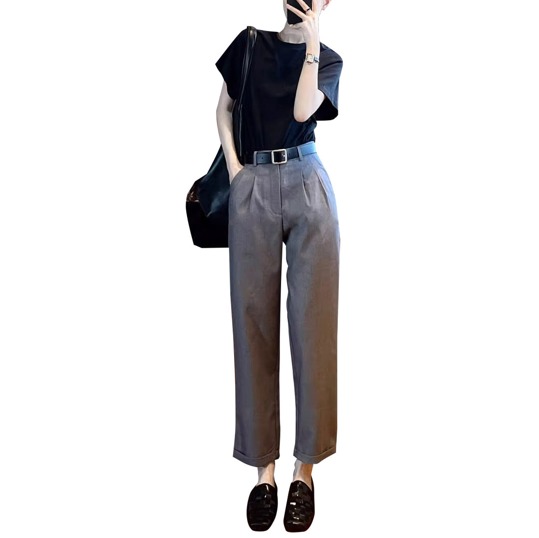 Damen weite Stoffhose mit eleganten Falten Nord Taschen