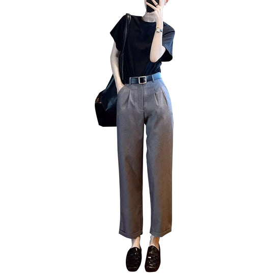 Damen weite Stoffhose mit eleganten Falten Nord Taschen