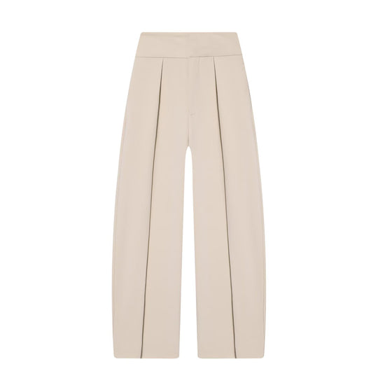 Damen Hochtaillierte Plissée-Hose mit weitem Bein und markanten Vorderfalten Nord Taschen