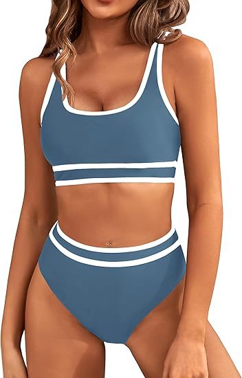 Damen Sportlicher Hochgeschnittener Bikini Nord Taschen