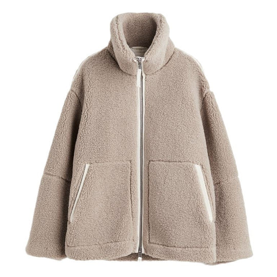 Damen Teddy-Fleecejacke mit Stehkragen Nord Taschen