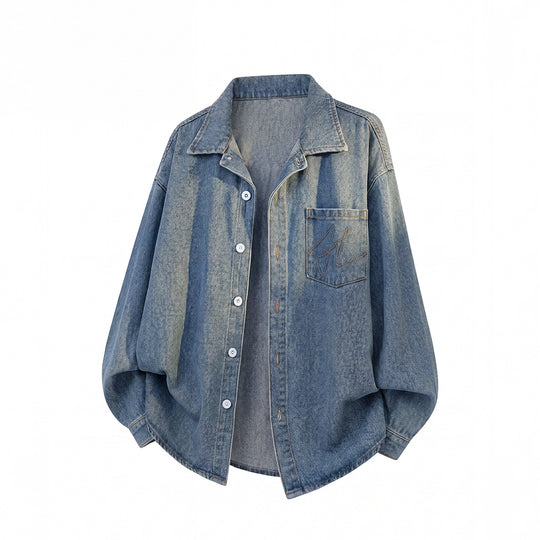 Unisex Oversize Hemdjacke aus Baumwoll-Twill mit aufgesetzter Brusttasche Nord Taschen