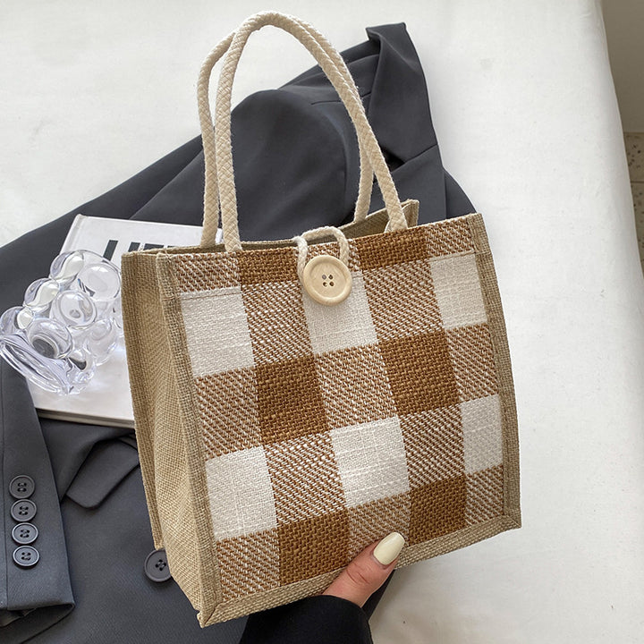 Damen Jute-Tasche im modernen Karomuster Nord Taschen