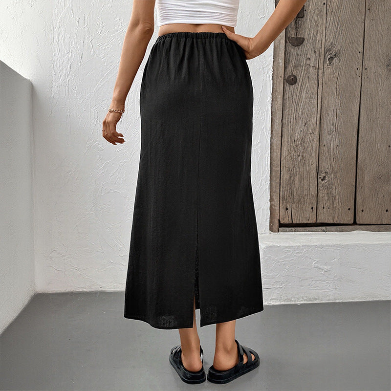 Damen Eleganter Maxirock mit verstellbarem Taillenzug Nord Taschen