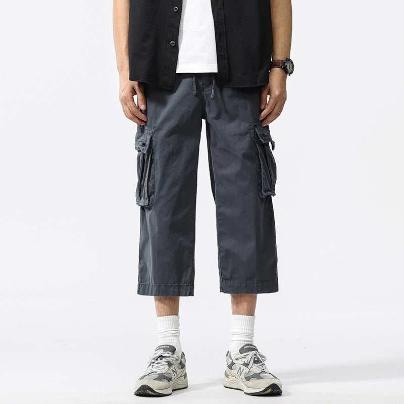Herren halblange Utility-Cargohose aus Baumwoll-Twill mit weitem Bein und Multifachtaschen Nord Taschen