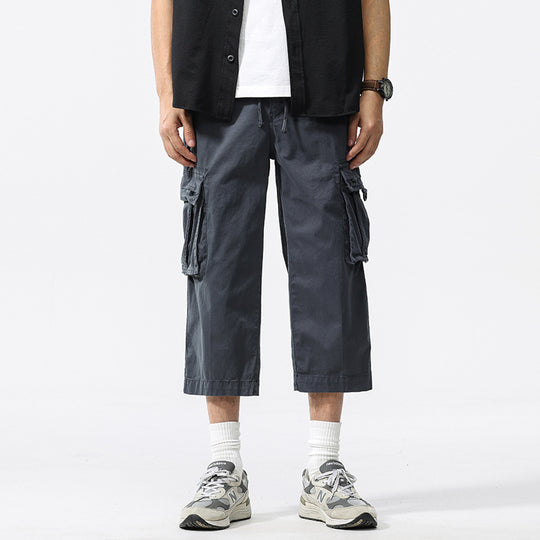 Herren halblange Utility-Cargohose aus Baumwoll-Twill mit weitem Bein und Multifachtaschen Nord Taschen