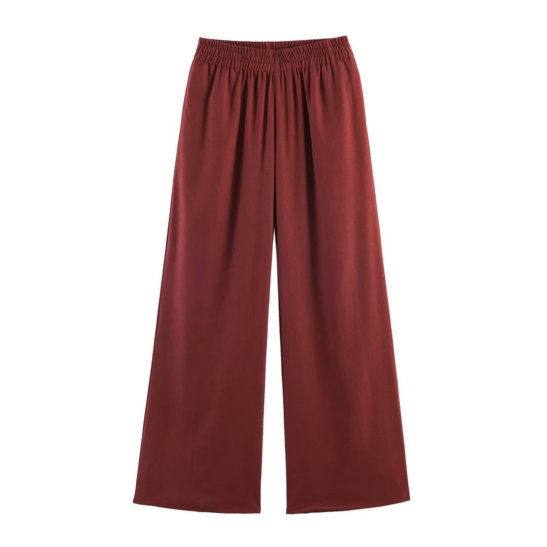 Damen Weite Palazzo-Hose mit hohem Bund, elastischem Taillenband und fließendem Fall Nord Taschen