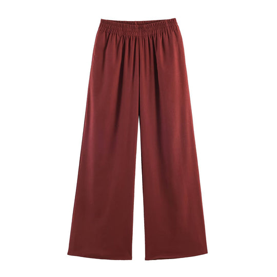 Damen Weite Palazzo-Hose mit hohem Bund, elastischem Taillenband und fließendem Fall Nord Taschen