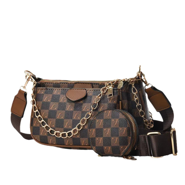 Damen Handtasche mit modischem Kettenverschluss und abnehmbarer Schmucktasche Nord Taschen