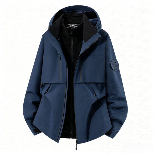Herren dreilagige Softshell-Outdoorjacke mit herausnehmbarem Fleecefutter und Kapuze Nord Taschen
