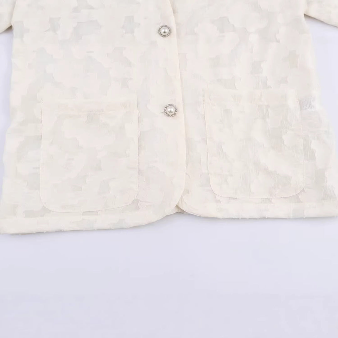 Damen Jacquard-Blazer mit floralem Relief und zierknopfbesatz Nord Taschen