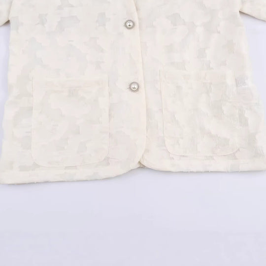Damen Jacquard-Blazer mit floralem Relief und zierknopfbesatz Nord Taschen