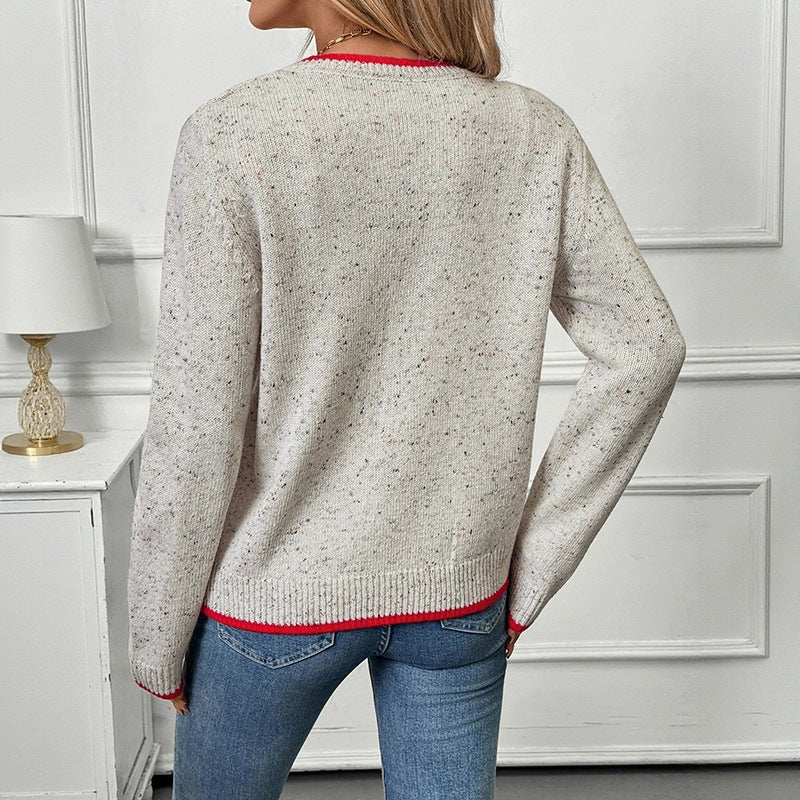 Damen Kurz geschnittener Strickcardigan mit Melange‑Noppenstruktur und Kontrastbündchen Nord Taschen