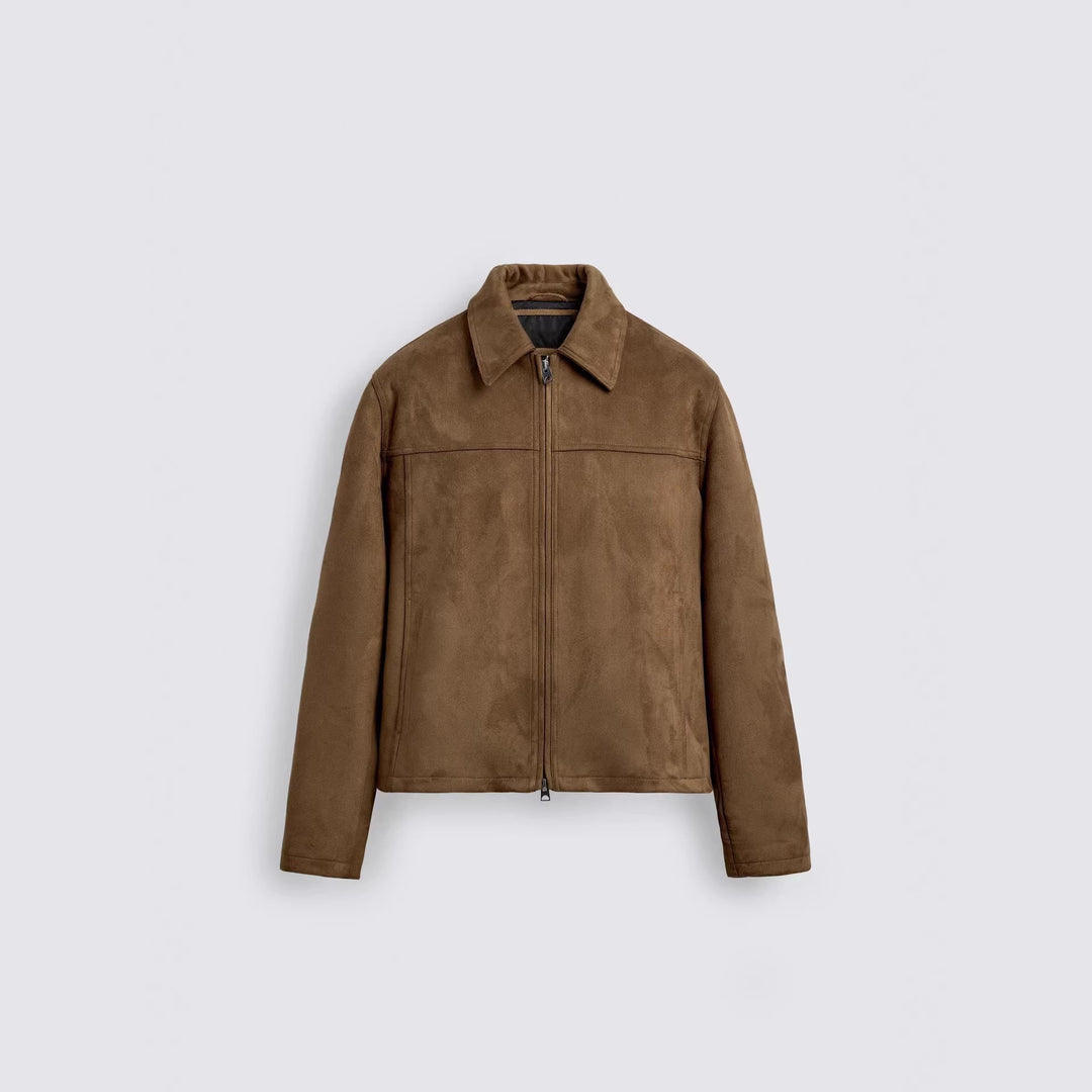 Herren Wildlederjacke mit Reißverschluss und Hemdkragen Nord Taschen