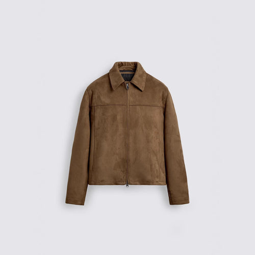 Herren Wildlederjacke mit Reißverschluss und Hemdkragen Nord Taschen