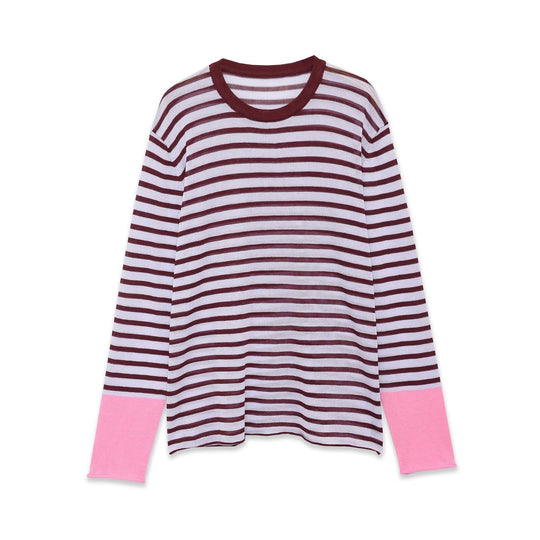 Damen Feinstrick-Longsleeve mit maritimen Querstreifen und kontrastierten Ärmeln Nord Taschen