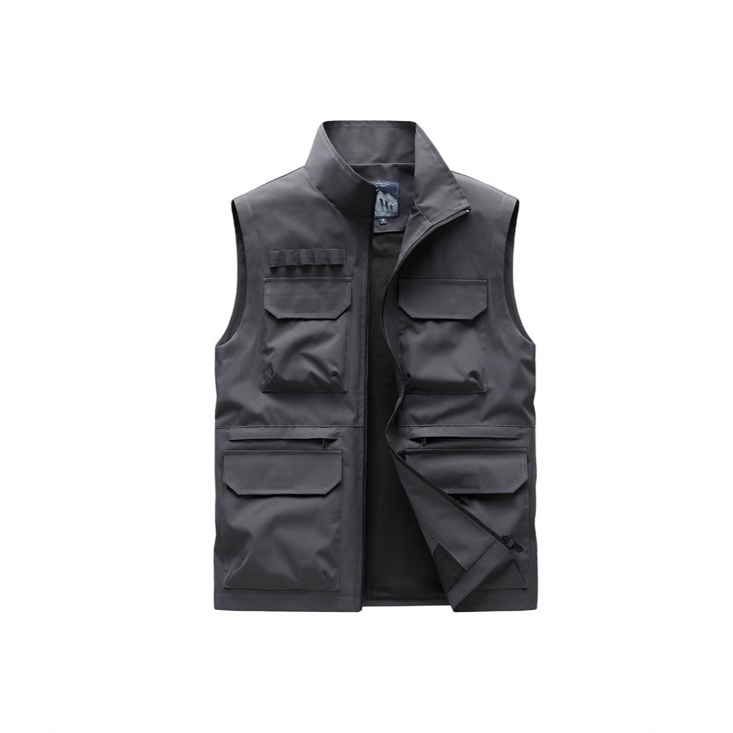 Herren Outdoor-Utilityweste mit acht Multifunktionstaschen, robustem Baumwollmix und Windschutzkragen Nord Taschen