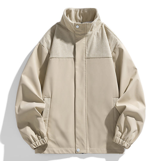 Damen Oversize-Übergangsjacke mit Cordbesatz und Stehkragen Nord Taschen