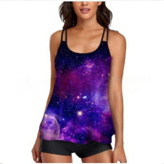 Damen Sportliches Tankini-Set mit bequemem Shorts und verstellbaren Trägern Nord Taschen