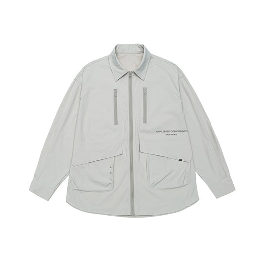 Unisex Technisches Overshirt-Jacke im Boxy-Cut mit Frontreißverschluss und Multifunktions-Taschen Nord Taschen