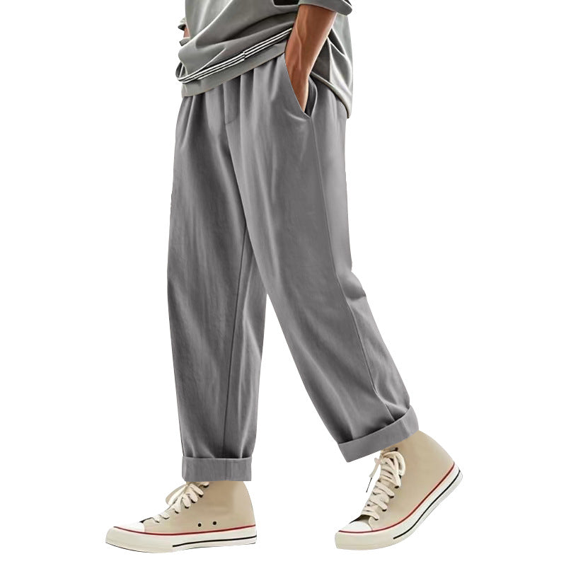 Herren lockere Chino-Hosen mit seitlichen Taschen und elastischem Bund