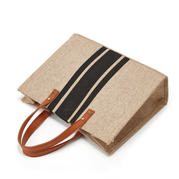 Damen Tragetasche mit eleganten Ledergriffen und gestreiftem Design Nord Taschen