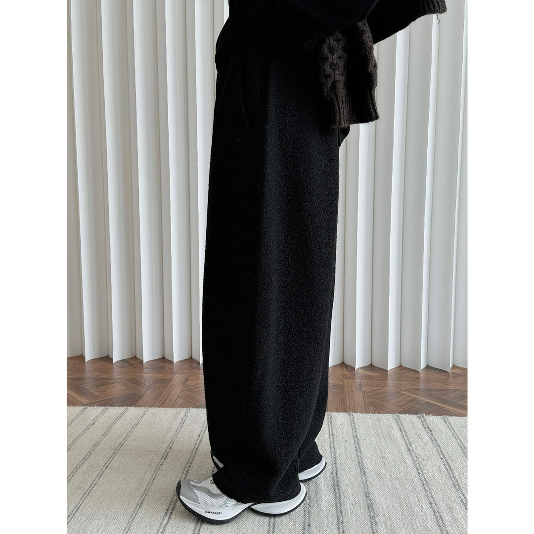 Damen Weite Teddy-Fleece Palazzo-Hose mit hohem Elastbund und Eingrifftaschen Nord Taschen
