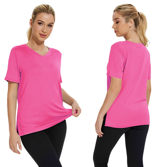 Damen Funktionales V-Ausschnitt Sportshirt mit atmungsaktiver Technologie Nord Taschen