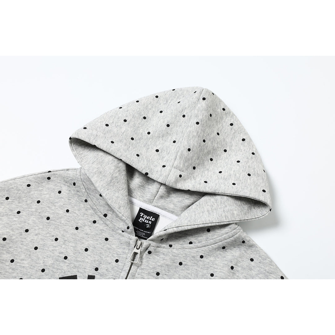 Damen Kapuzen-Sweatjacke mit durchgehendem Reißverschluss, Allover-Pünktchenmuster und mehrfacher Logogestaltung Nord Taschen