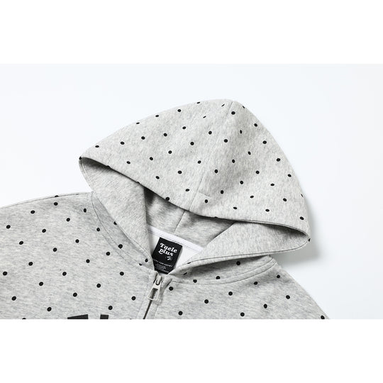 Damen Kapuzen-Sweatjacke mit durchgehendem Reißverschluss, Allover-Pünktchenmuster und mehrfacher Logogestaltung Nord Taschen