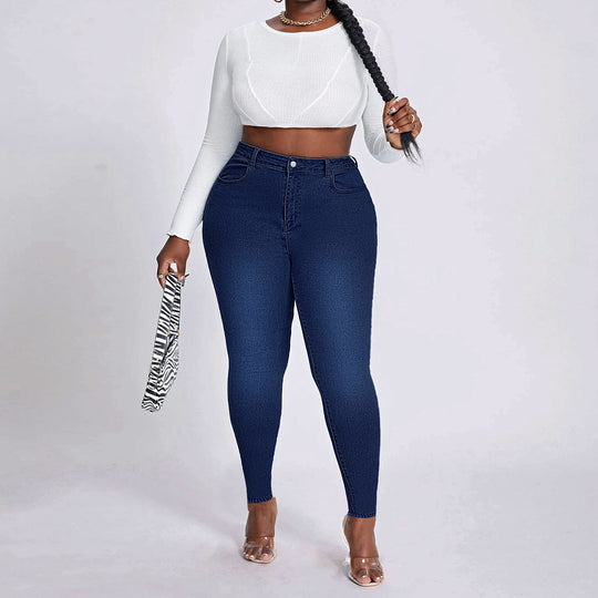 Damen High-Waist Skinny-Jeans figurschmeichelnd mit Stretch und hoher Taille Nord Taschen