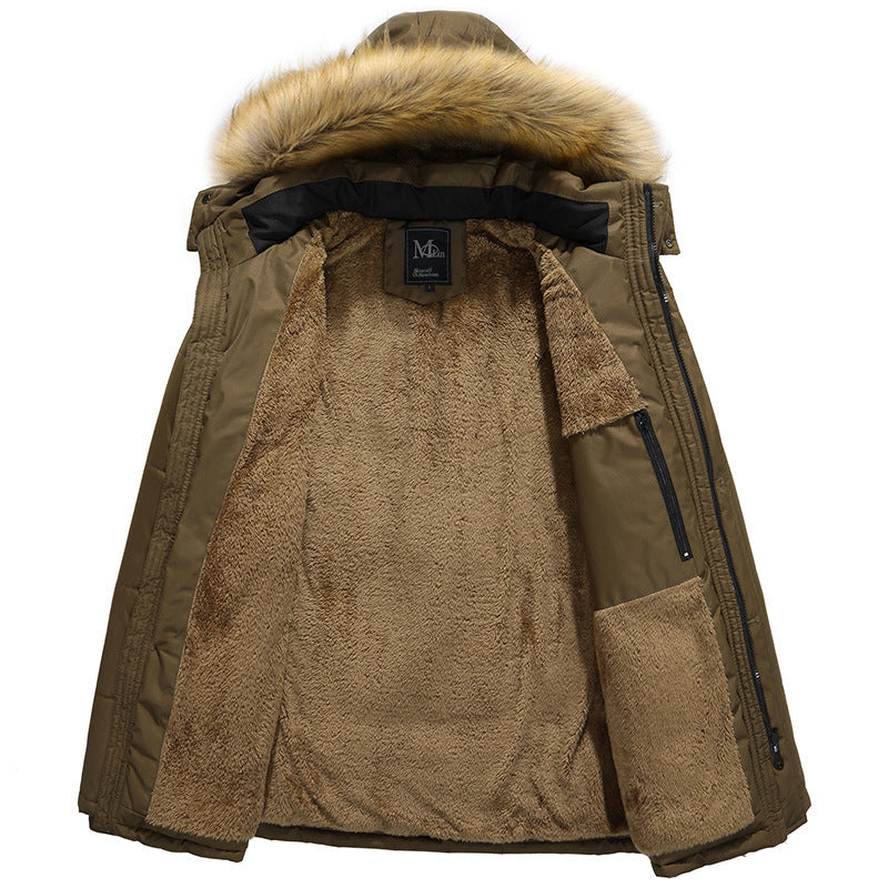 Herren wasserabweisender gesteppter Parka mit Kapuze, Kunstfellblende und Teddyfleece-Innenfutter Nord Taschen