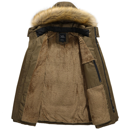 Herren wasserabweisender gesteppter Parka mit Kapuze, Kunstfellblende und Teddyfleece-Innenfutter Nord Taschen