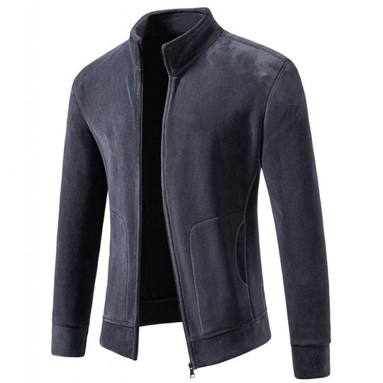 Herren Slim-Fit Fleecejacke mit Stehkragen, durchgehendem Reißverschluss und Eingrifftaschen Nord Taschen