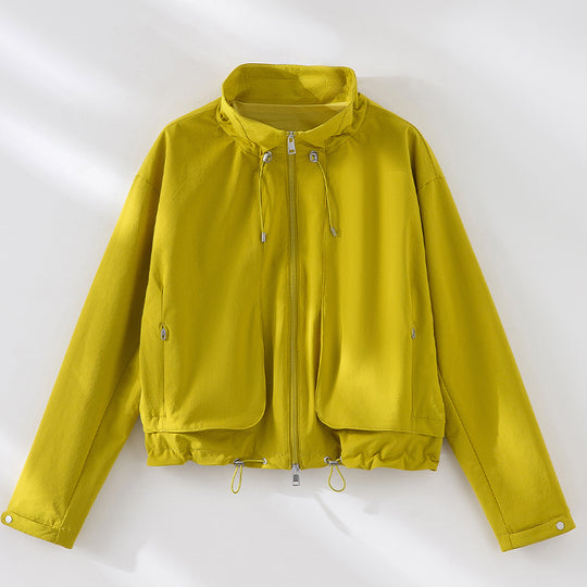 Damen Leichte Kurzjacke mit hohem Kragen, Tunnelzug und aufgesetzten Taschen Nord Taschen